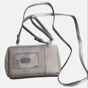 BUXTON Vegan Pebbled  Leather Crossbody RFID Wallet